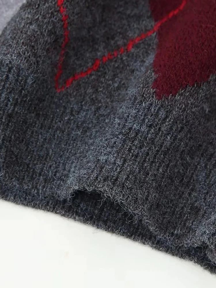 Women's New Plaid Jacquard Knitted Pullover Sweater Woman Round Neck Long Sleeve Loose Sweaters Street Versatile Sweaters - Image 4