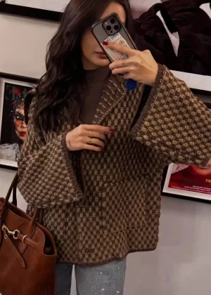 2025 New Autumn Brown Long Sleeve Knitted Cardigans Women Elegant Lapel Single Breasted Loose Sweater Coat Knitwear Korean Style