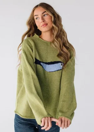 Cute Cartoon Fish Pattern Knitted Sweater Round Neck Soft Casual Trendy Retro Top 2025 Autumn Winter Women Interior Clothing