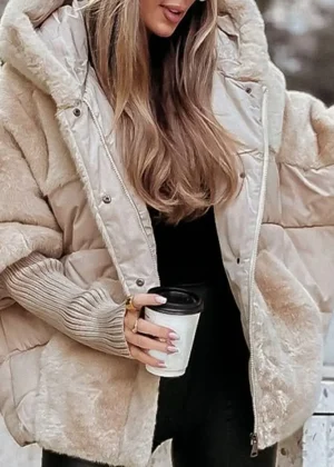 2025ew Winter Women's Loose Cotton Coat Loose Leisure Coat Comfort Chic Long Sleeve Women's Hooded Jacket