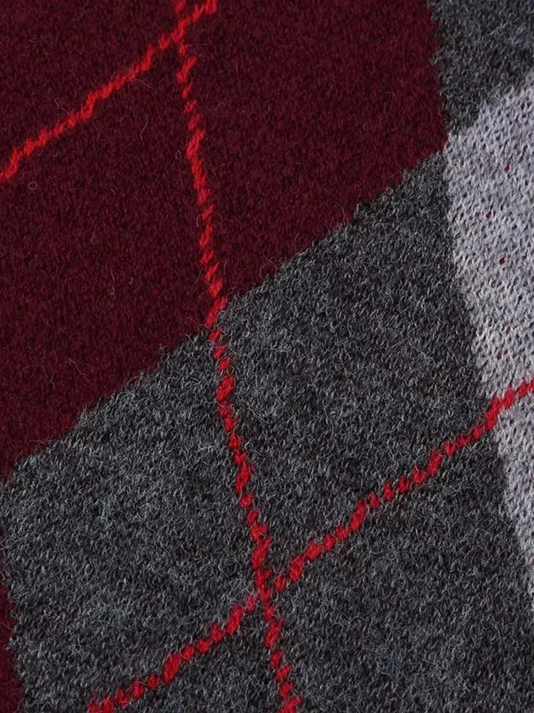 Women's New Plaid Jacquard Knitted Pullover Sweater Woman Round Neck Long Sleeve Loose Sweaters Street Versatile Sweaters - Image 6