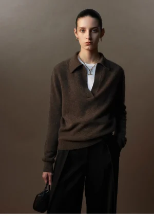 100% Cashmere Intellectuals POLO Scissors Collar Knitwear Sweater Shop