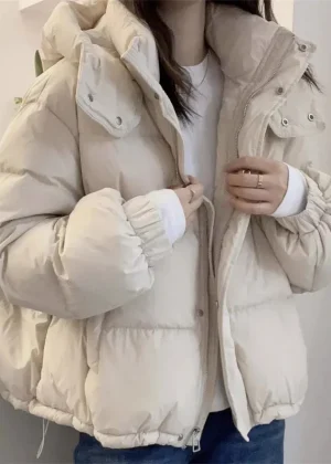 Women Korean Cotton Parkas Hooded Winter Oversize Coat Thick Warm Loose Puffer Jacket Female Solid Fashion Zipper Outwear